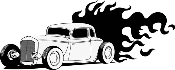 Hot Rod Car Icon Line Style Icon Vector Illustration Vehicle — Stock Vector