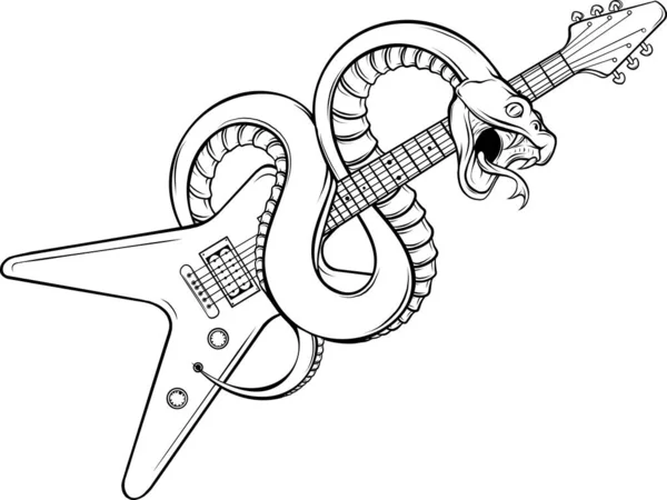 Skizzieren Gitarre Line Art — Stockvektor