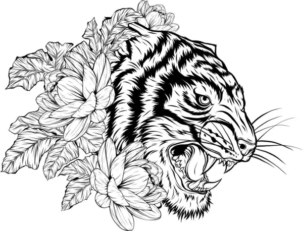 Silueta Cabeza Tigre Ilustración Vectorial — Vector de stock