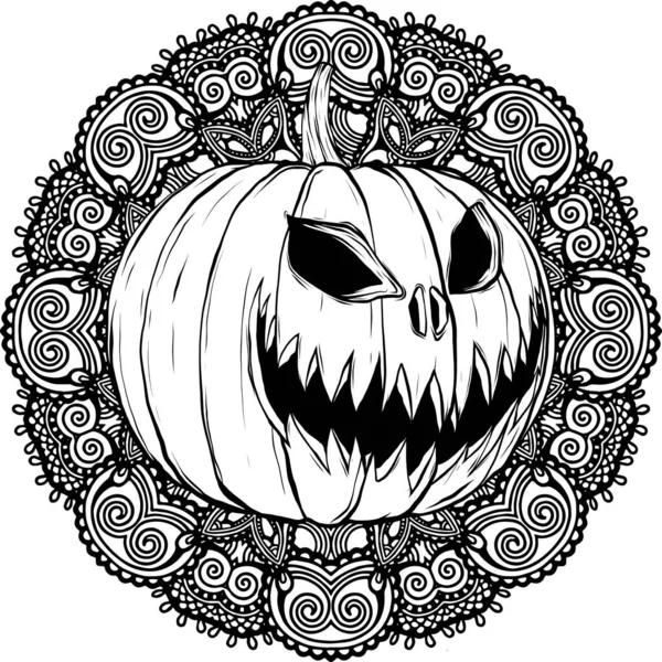 Halloween Pumpkin Vector Illustration Thin Line Art Icon White Background — Stock vektor