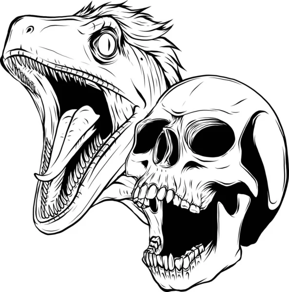 Χειροποίητη Απεικόνιση Ενός Δεινόσαυρου Αρπακτικού — Διανυσματικό Αρχείο