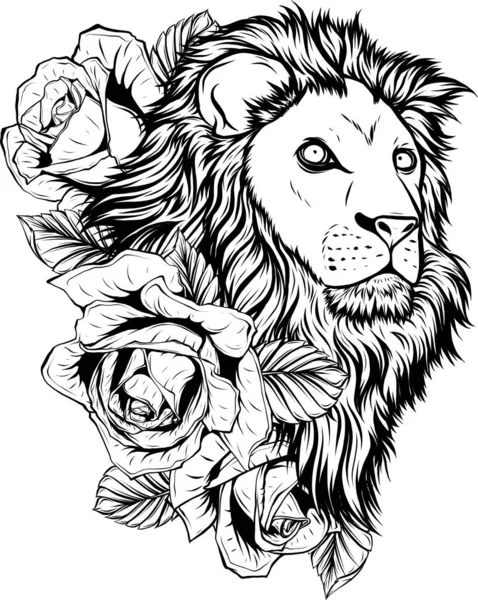 Löwenkopf Umreißt Illustrationsvektor — Stockvektor