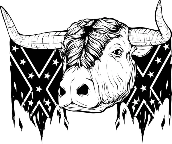 Noir Blanc Tête Vache — Image vectorielle