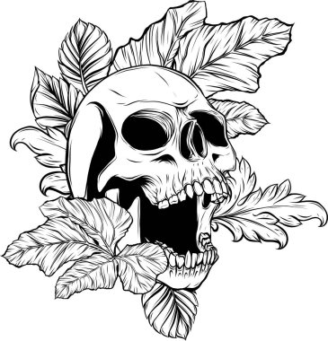 siyah anahat vektör kafatası