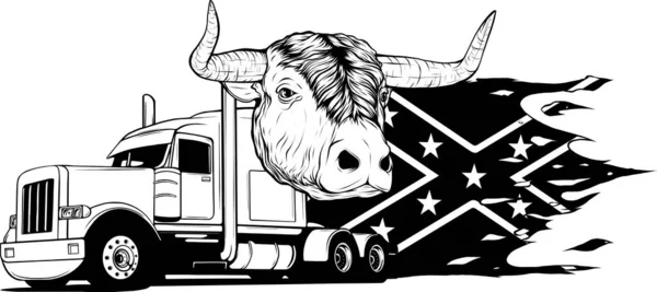 Classic American Truck Black White — Stock Vector