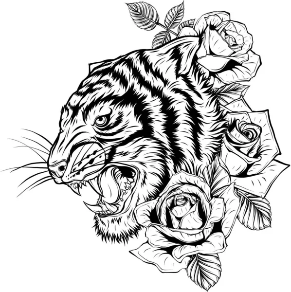 Sylwetka Głowy Tygrysa Ilustracja Wektora — Wektor stockowy