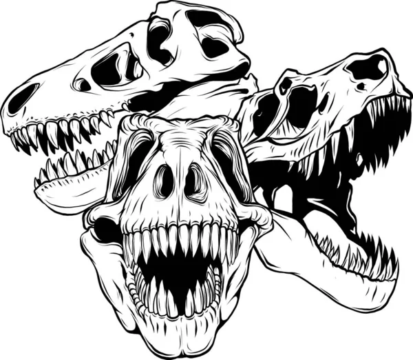 Siyah Beyaz Çizgili Dinozor Kafası — Stok Vektör