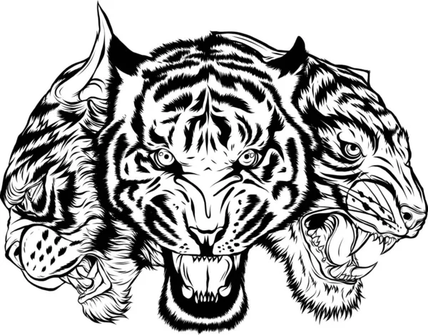 Testa Tigre Silhouette Illustrazione Vettoriale — Vettoriale Stock