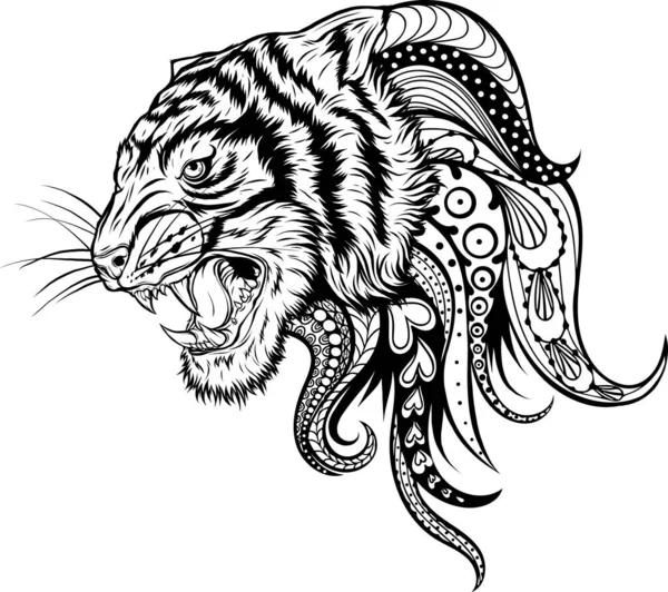 Silhueta Cabeça Tigre Ilustração Vetorial —  Vetores de Stock