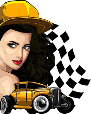 Hot Rod 'un çizimi. dijital el çizimi