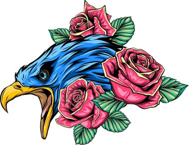 Çiçek güllü kartalın vektör çizimi