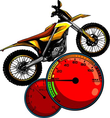 Beyaz arka planda çapraz motosiklet ya da motosiklet. dijital el çizimi