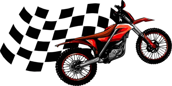 Motocross Graphique Vectoriel Avec Drapeau Course — Image vectorielle