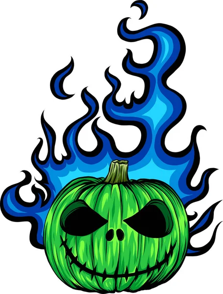 Κινούμενο Σχέδιο Διάνυσμα Εικόνα Ενός Scary Flaming Halloween Pumpkin — Διανυσματικό Αρχείο