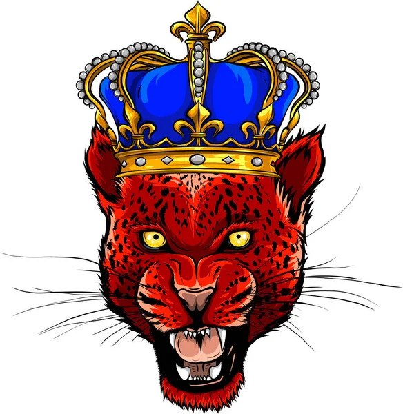 Портрет Леопарда Злий Дикий Великий Кіт Голова — стоковий вектор