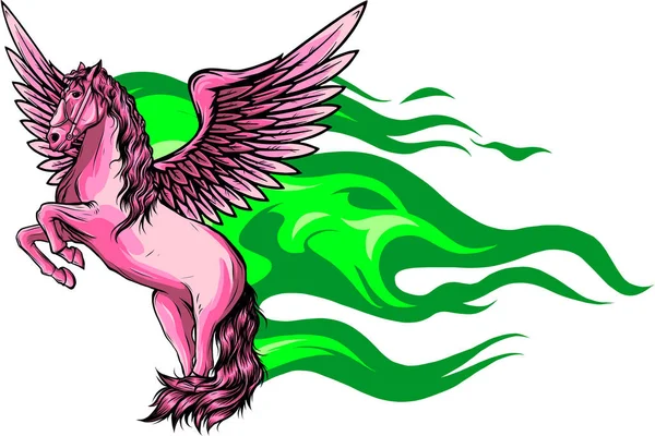 Летающая Лошадь Пегаса Magestic Pegasus Cartoon Vector Logo Mascot Design — стоковый вектор
