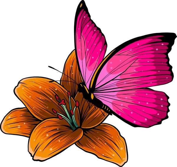 Morpho Papillon Sur Fond Blanc Illustration Vectorielle Impression Décorative — Image vectorielle