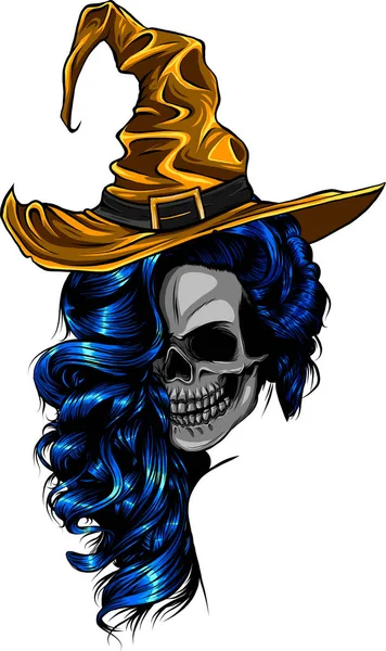 Illustration Skull Girl Cap Head White Background Vector Design — Stock Vector