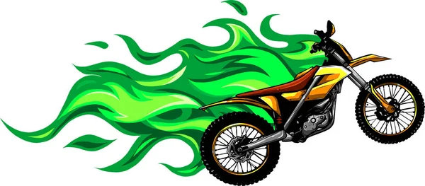 Cross Motocykl Nebo Motocykl Bílém Pozadí Digitální Ruční Kreslení — Stockový vektor