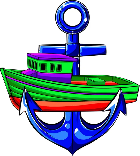 ノーチカルアンカーは白地を隔離した船のアンカー ヴィンテージアイコン 海と紋章のデザインのためのベクトルイラスト — ストックベクタ