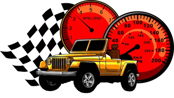 Hunter Auto Jeep Vettoriale Illustrazione Sfondo Bianco — Vettoriale Stock