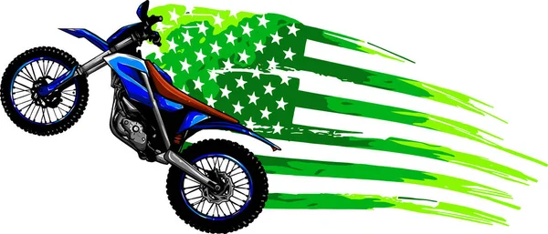 Cruce Motocicleta Moto Sobre Fondo Blanco Dibujo Digital Mano — Vector de stock
