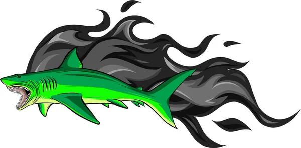 Gran Tiburón Blanco Vector Ilustración Diseño Sobre Fondo Blanco — Vector de stock