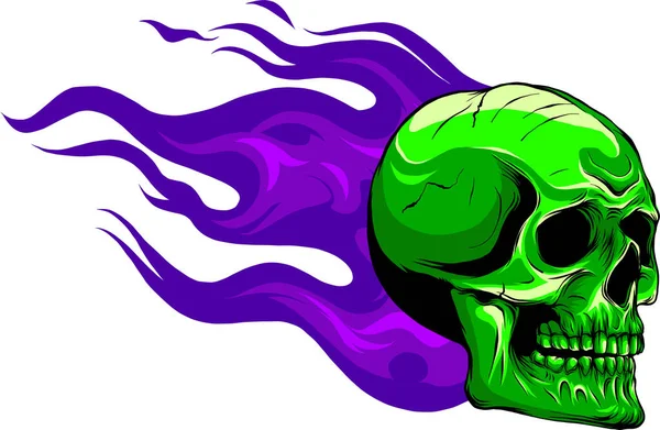 Skull Fire Vector Illustration White Background Digital Hand Draw — Stock Vector