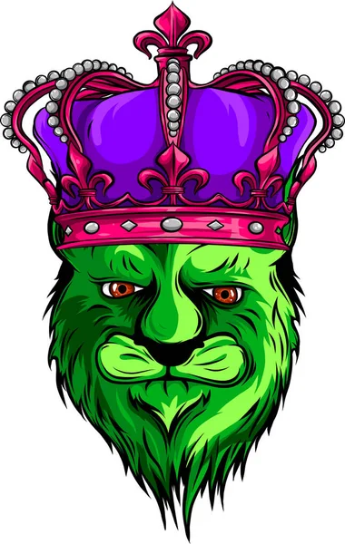 Голова Короля Льва Иконой Короны Логотипом Векторное Проектирование — стоковый вектор