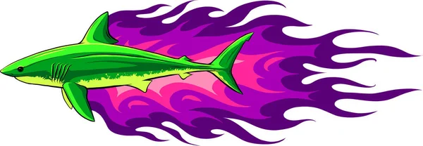 Grande Desenho Vetor Tubarão Branco Ilustratio Fundo Branco —  Vetores de Stock