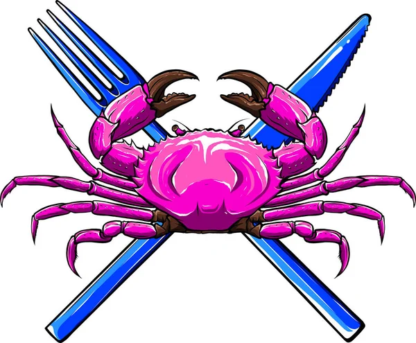 Eine Krabbenvektorillustration Auf Weißem Hintergrund Digitale Handverlosung — Stockvektor