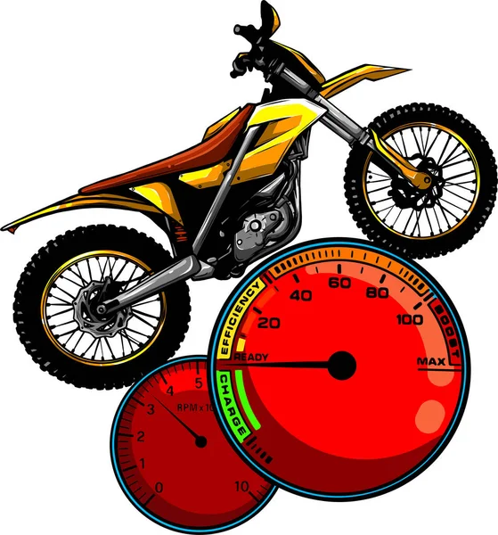 Cross Motorcykel Eller Motorcykel Vit Bakgrund Digital Handdragning — Stock vektor