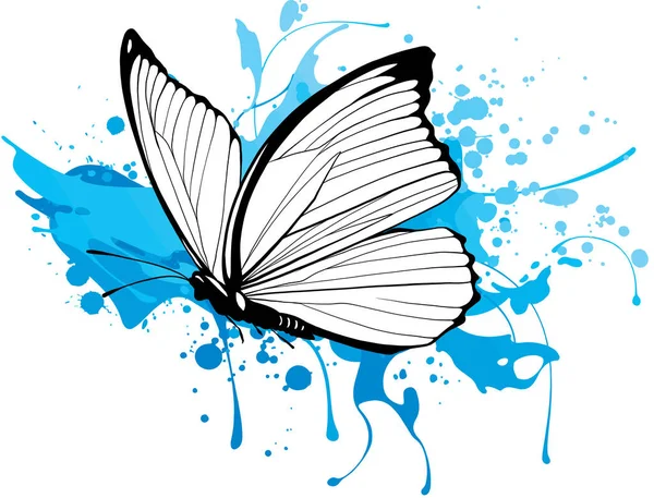 Morpho Papillon Sur Fond Coloré Illustration Vectorielle Impression Décorative — Image vectorielle