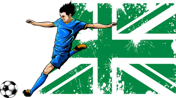 Englands Fußballer Mit Flaggen Hintergrund — Stockvektor