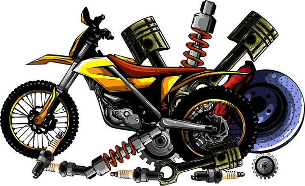 Ilustração Salto Motocross Fundo Branco — Vetor de Stock