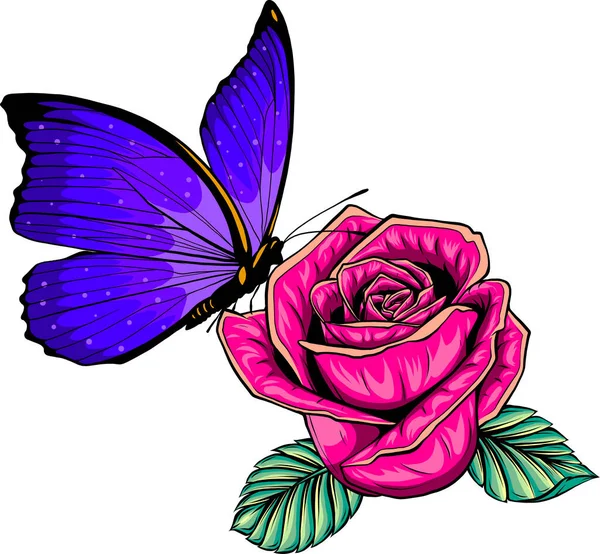 Иллюстрация Бабочки Розовом Выделенном Белом Фоне — стоковый вектор
