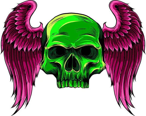 Draw Skull Wings Vector Illustration Tattoo Style Stock Illustration