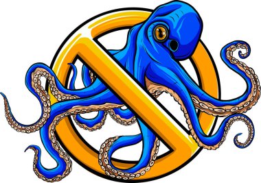 Yasak Ahtapot 'un çizimi. beyaz arkaplan