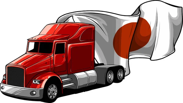 Ilustração Vetorial Vista Dianteira Vetor Semi Caminhão Fundo Branco — Vetor de Stock