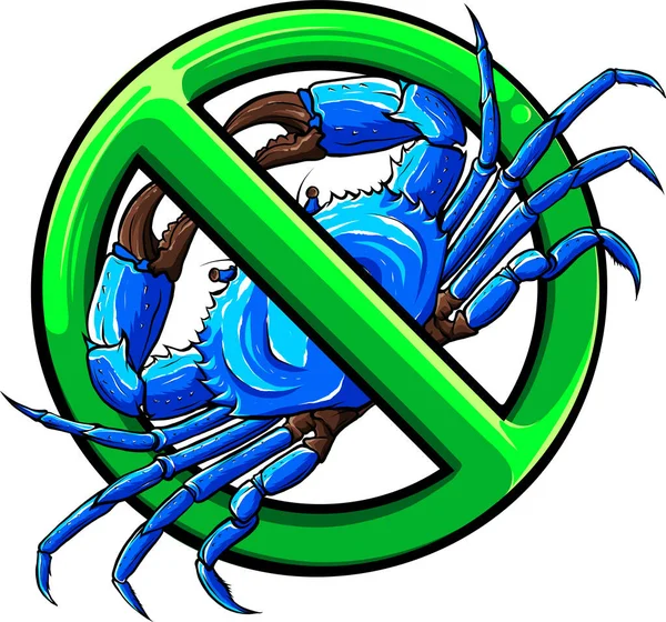 Sign Tidak Ada Tanda Crab Terisolasi Gambar Vektor Latar Belakang - Stok Vektor