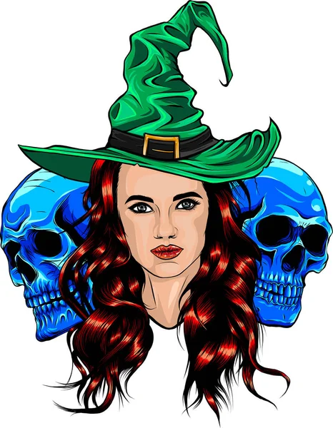 Векторная Иллюстрация Ведьмы Хэллоуин Костюм Ведьмы Современная Ведьма Шляпа Изолированные — стоковый вектор