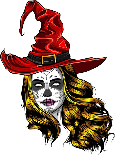 Illustration Vectorielle Sorcière Halloween Costume Sorcière Une Sorcière Moderne Chapeau — Image vectorielle