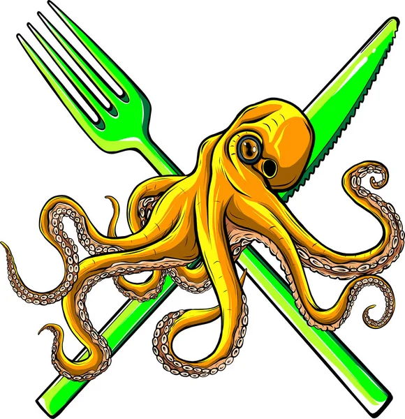 Vektor Illusztrációja Octopus Onwhite Háttér — Stock Vector