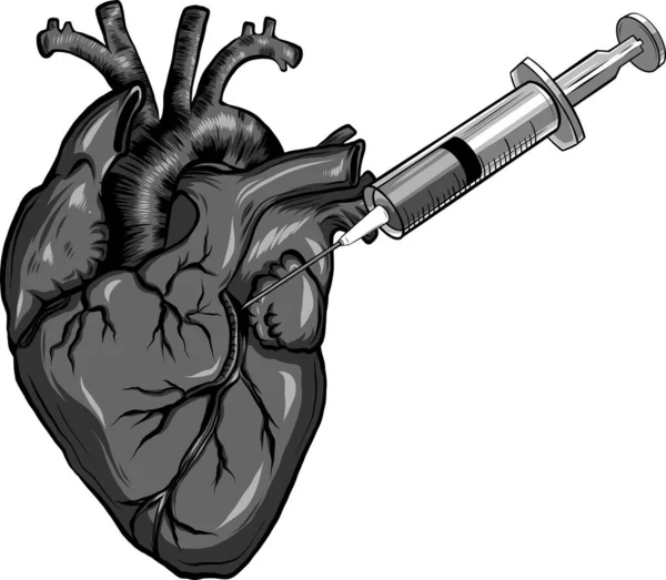 Καρδιά Και Σύριγγα Σταγόνα Εμβολίου Σύμβολο Εμβολιασμού Κατά Του Covid — Διανυσματικό Αρχείο