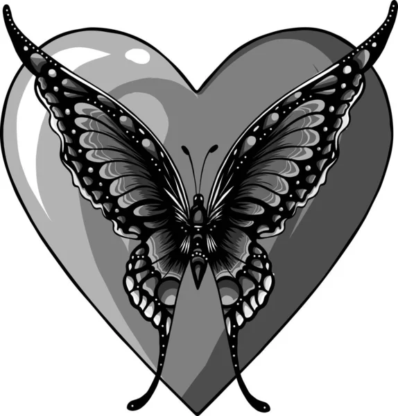 Malované Srdce Motýl Vektor — Stockový vektor