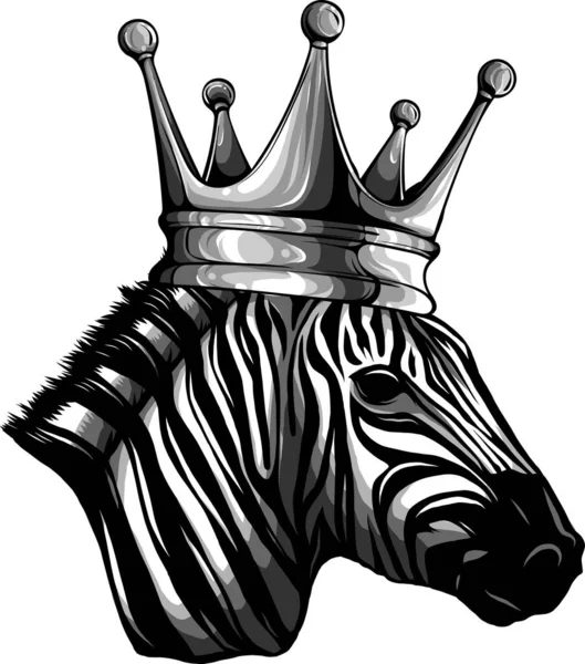 Illustratie Van Zebra Hoofd Met Kroon Witte Achtergrond — Stockvector