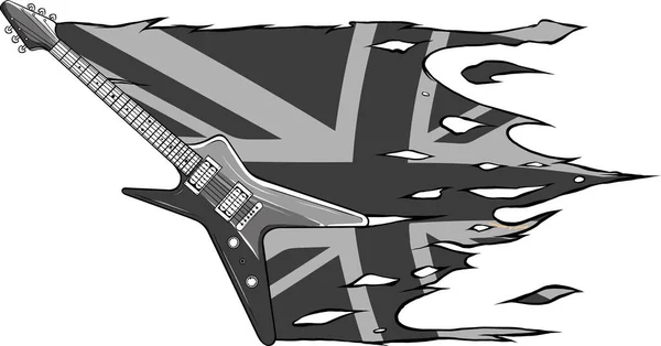 Електрична Гітара Плоска Векторна Ілюстрація Рок Музичний Інструмент — стоковий вектор