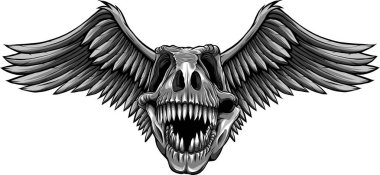Kanatlı T-rex kafatası çizimi