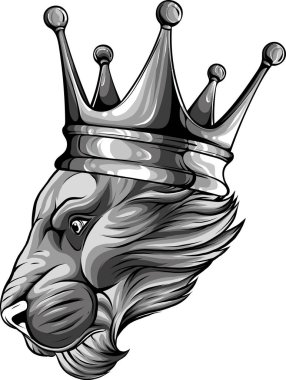 Beyaz arkaplanda taç olan bir aslan tasviri