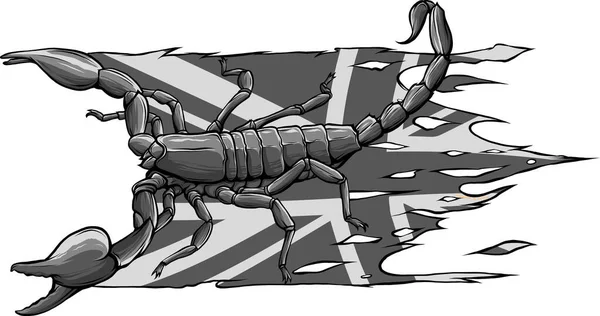Illustration Scorpion Avec Drapeau Royaume Uni — Image vectorielle